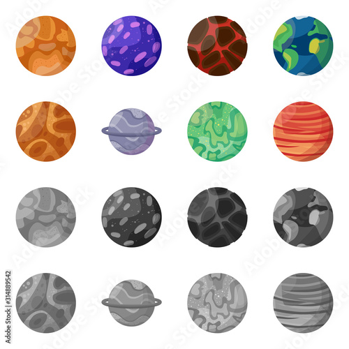Isolated object of galaxy and orbit icon. Set of galaxy and cosmos vector icon for stock.