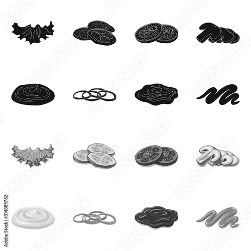 Isolated object of burger and sandwich icon. Set of burger and slice vector icon for stock.