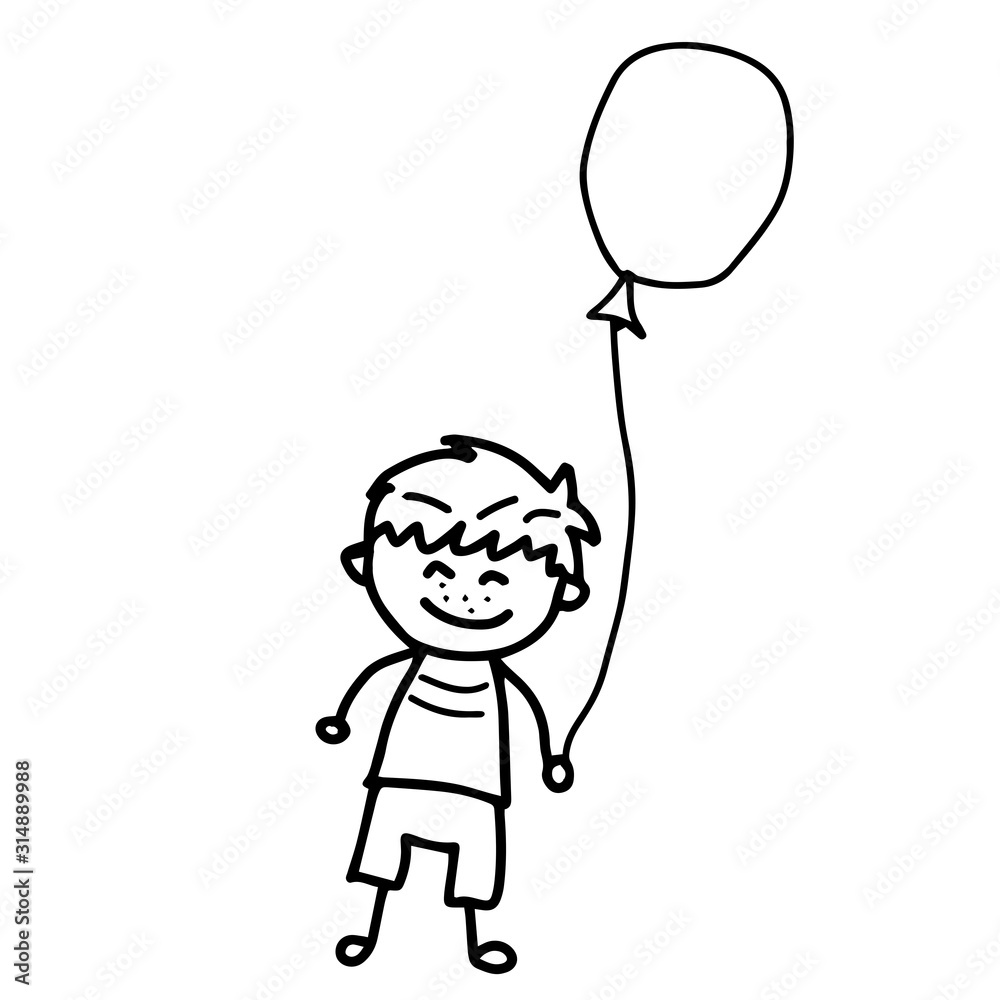 Beautiful hand-drawn vector illustration of a boy isolated on a white background for coloring book Beautiful hand-drawn vector illustration of a boy isolated on a white background for coloring book