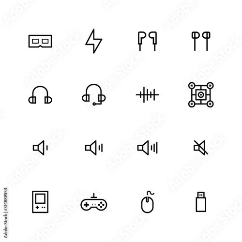 Multimedia line icon design set