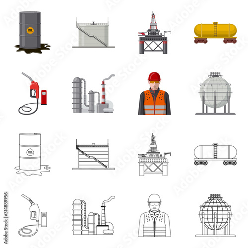 Vector design of oil and gas symbol. Set of oil and petrol vector icon for stock.