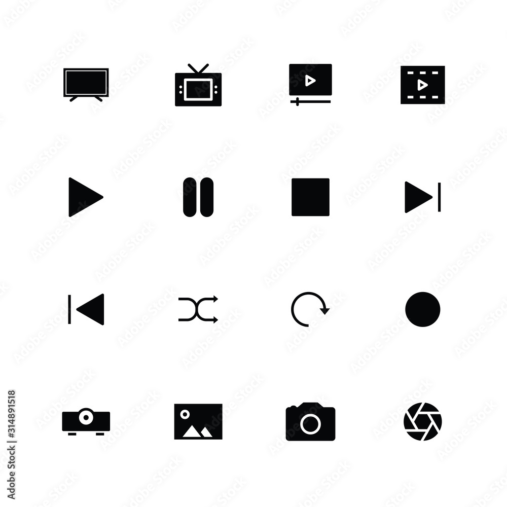 Multimedia solid icon design