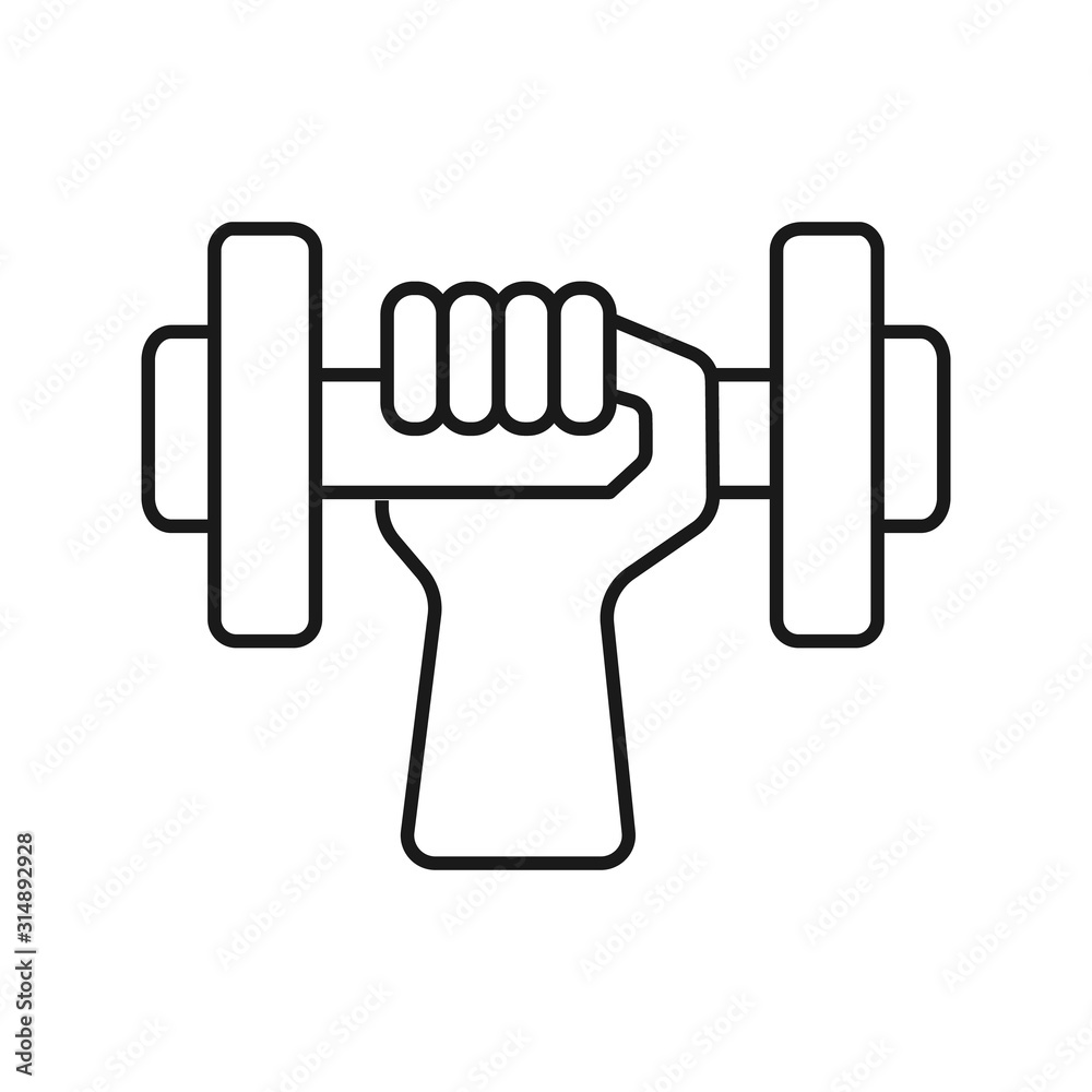 Dumbbell line icon - vector simple athletics dumbbell symbol or logo element in thin line style Dumbbell line icon - vector simple athletics dumbbell symbol or logo element in thin line style