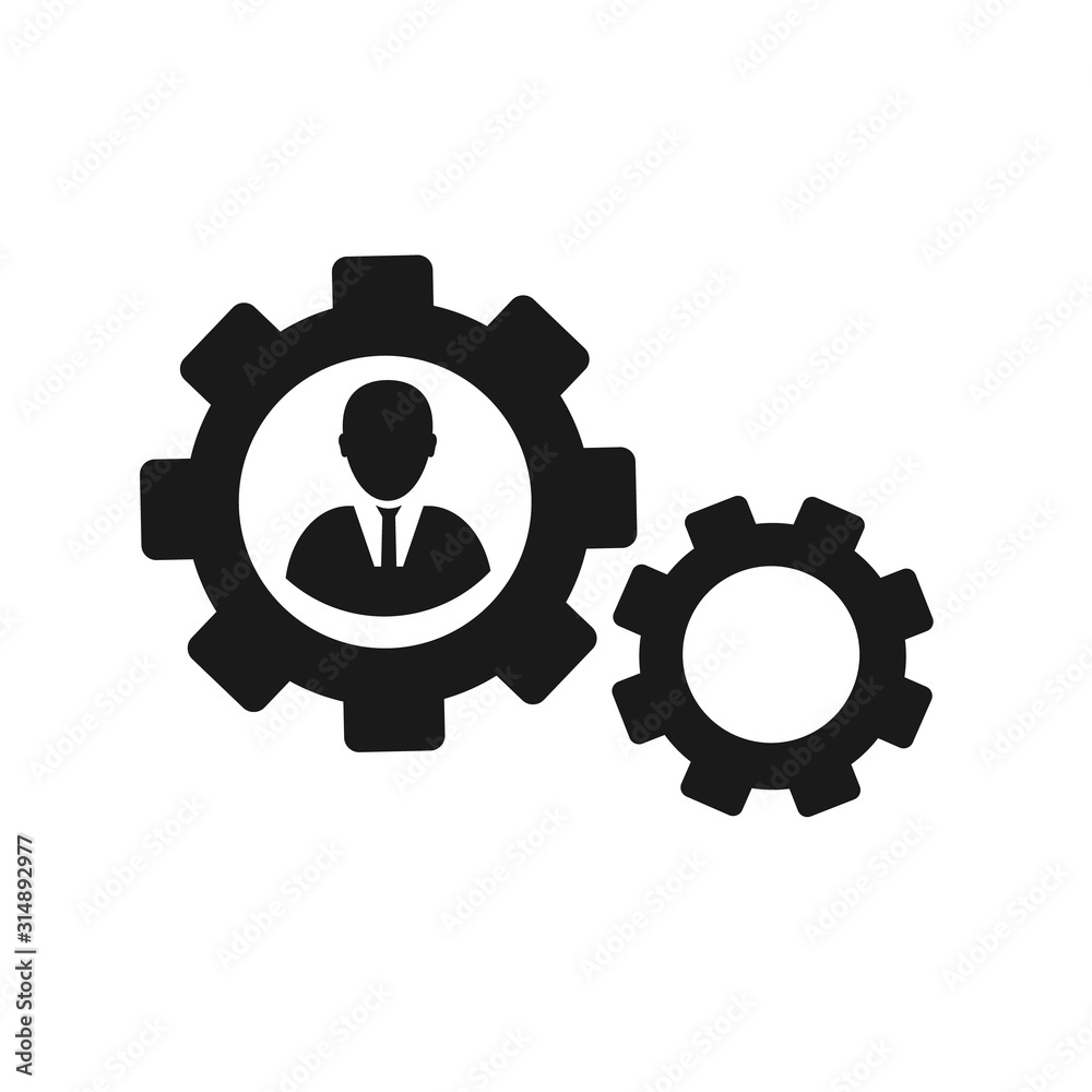Man and cog vector icon Man and cog vector icon