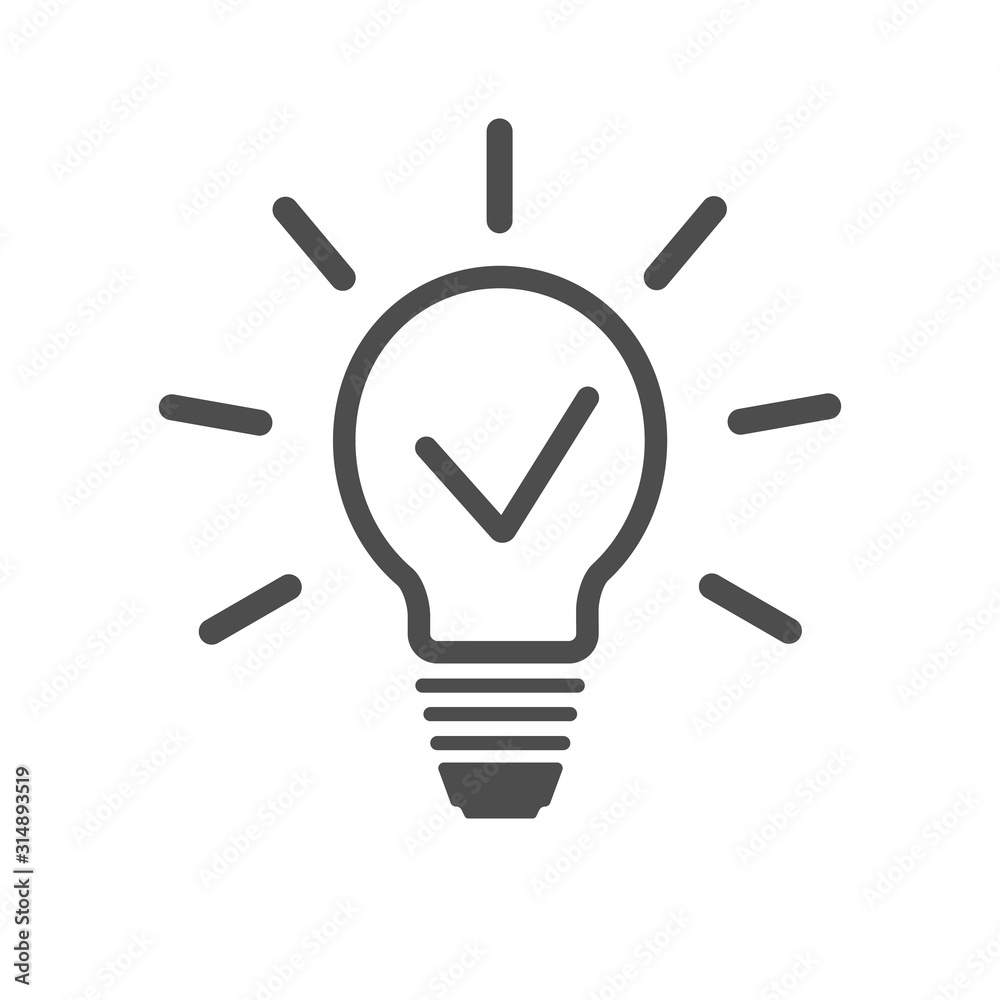 Propose brilliant idea . Light with mark ,Vector web icon Propose brilliant idea . Light with mark ,Vector web icon