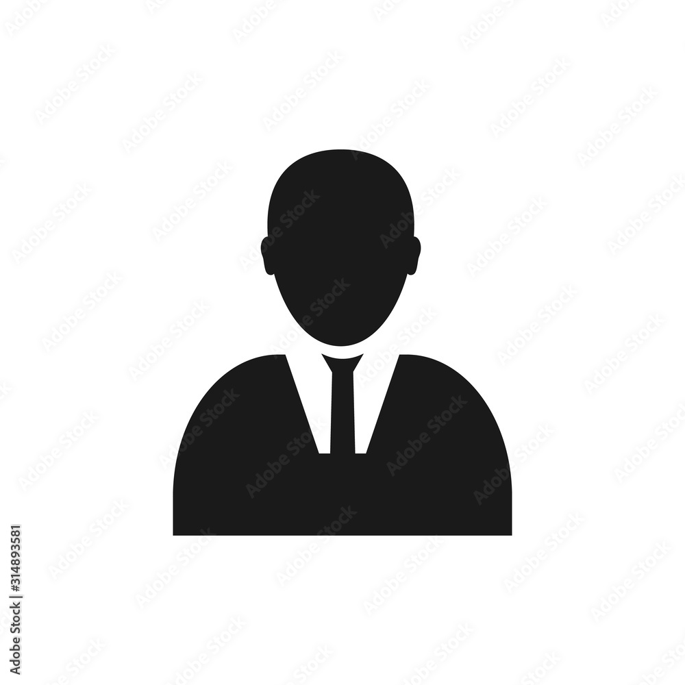 Vector user icon of man in business suit, man vector icon silhouette