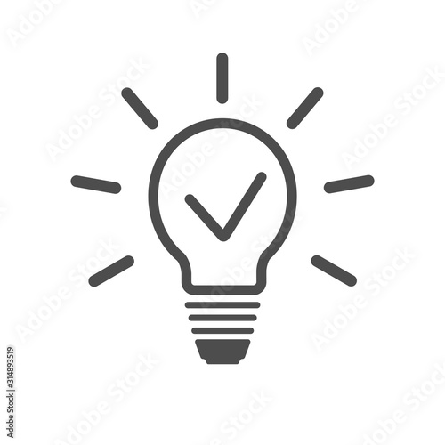 Propose brilliant idea . Light with mark ,Vector web icon