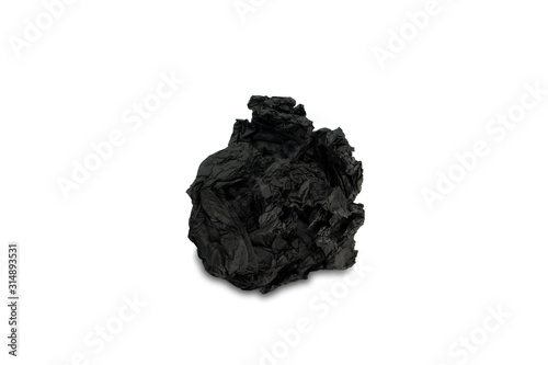 paper ball isolated on white background with black color round shape