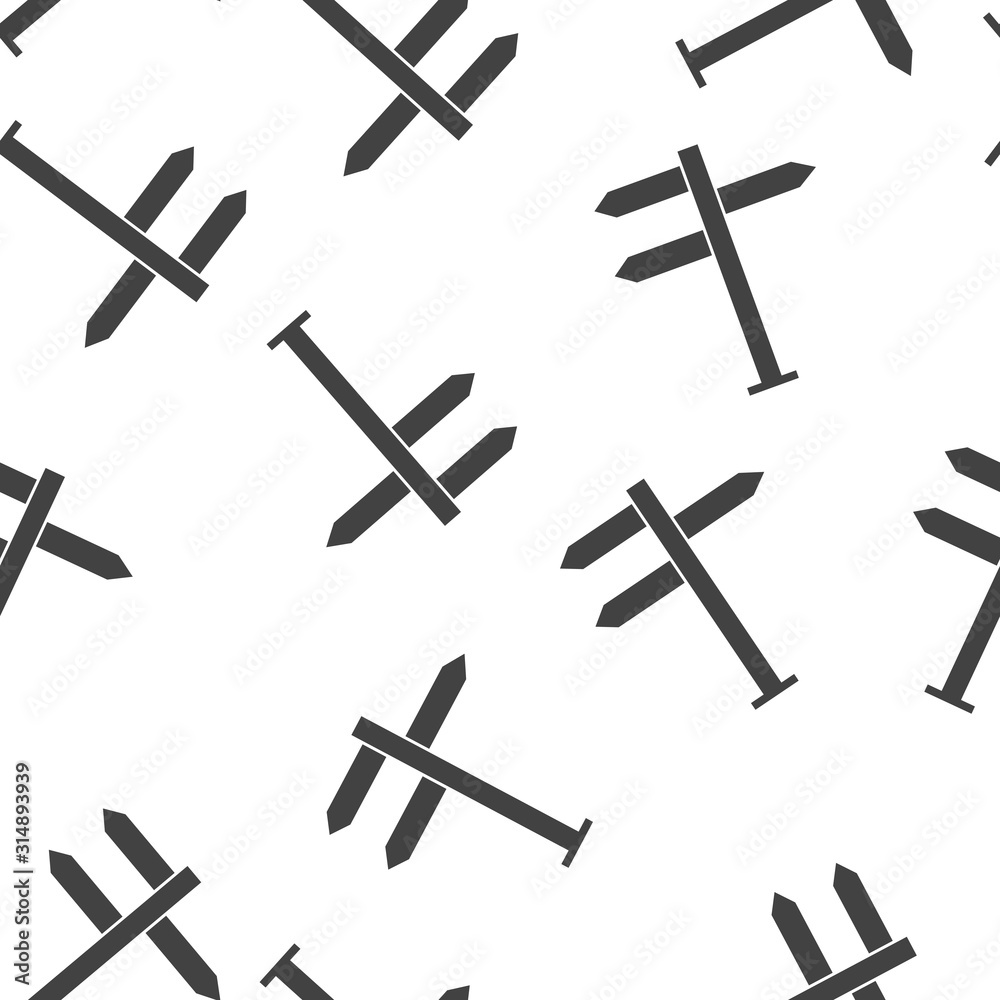Vector pointer direction icon seamless pattern on a white background.