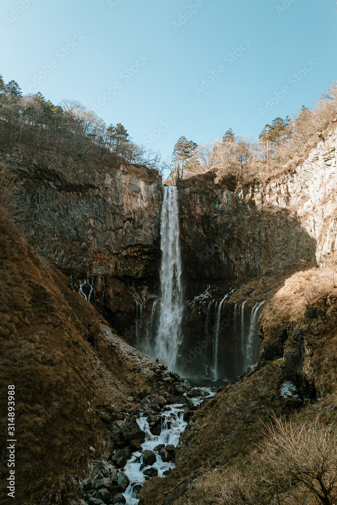 Kegon Falls in Winter season. Nikko national park, Tochigi prefecture, Japan.