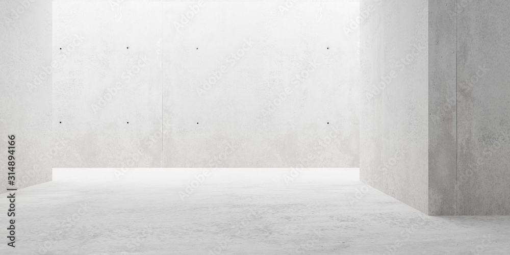 Abstract empty, modern concrete room with indirect lighting from side wall - industrial interior background template, 3D illustration Abstract empty, modern concrete room with indirect lighting from side wall - industrial interior background template, 3D illustration