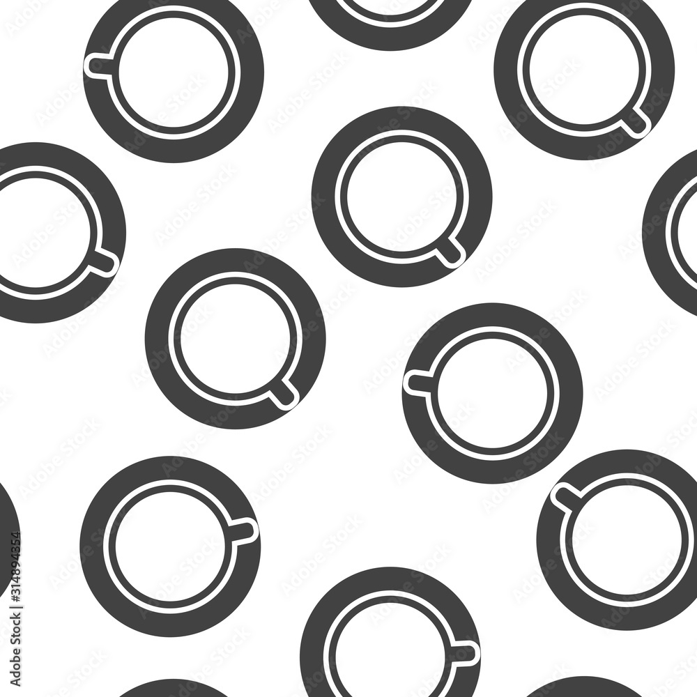 Vector icon disposable cup of coffee or tea. Stale coffee drink in the dishes seamless pattern on a white background.