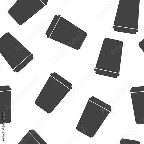 Vector icon disposable cup of coffee. Stale coffee drink in the dishes.  seamless pattern on a white background.