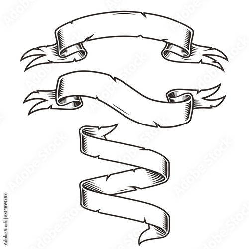 Vintage blank ribbon banners set