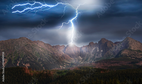 storm and lightning over the mountains