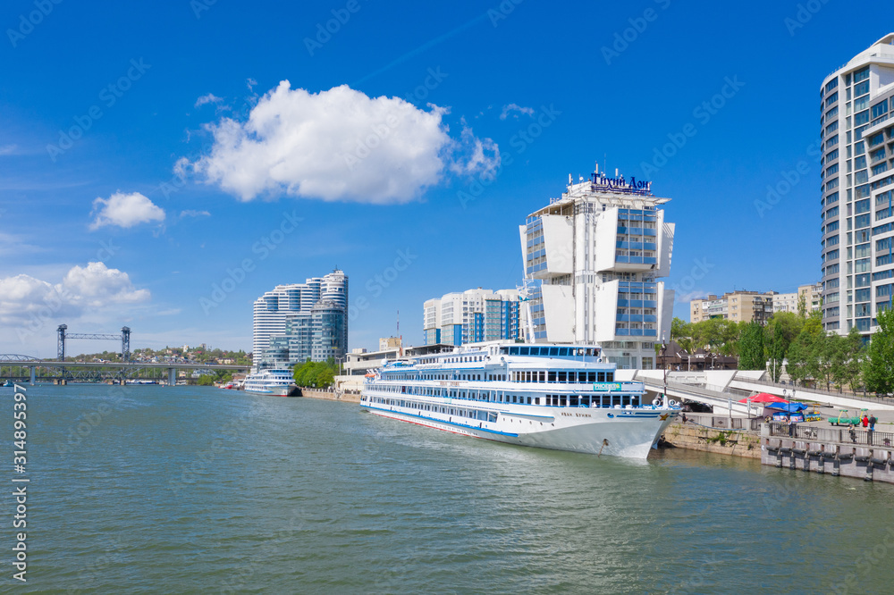 Obraz premium ROSTOV-ON-DON, RUSSIA - MAY 2019: Riverport on the waterfront. Rostov-on-Don. Russia