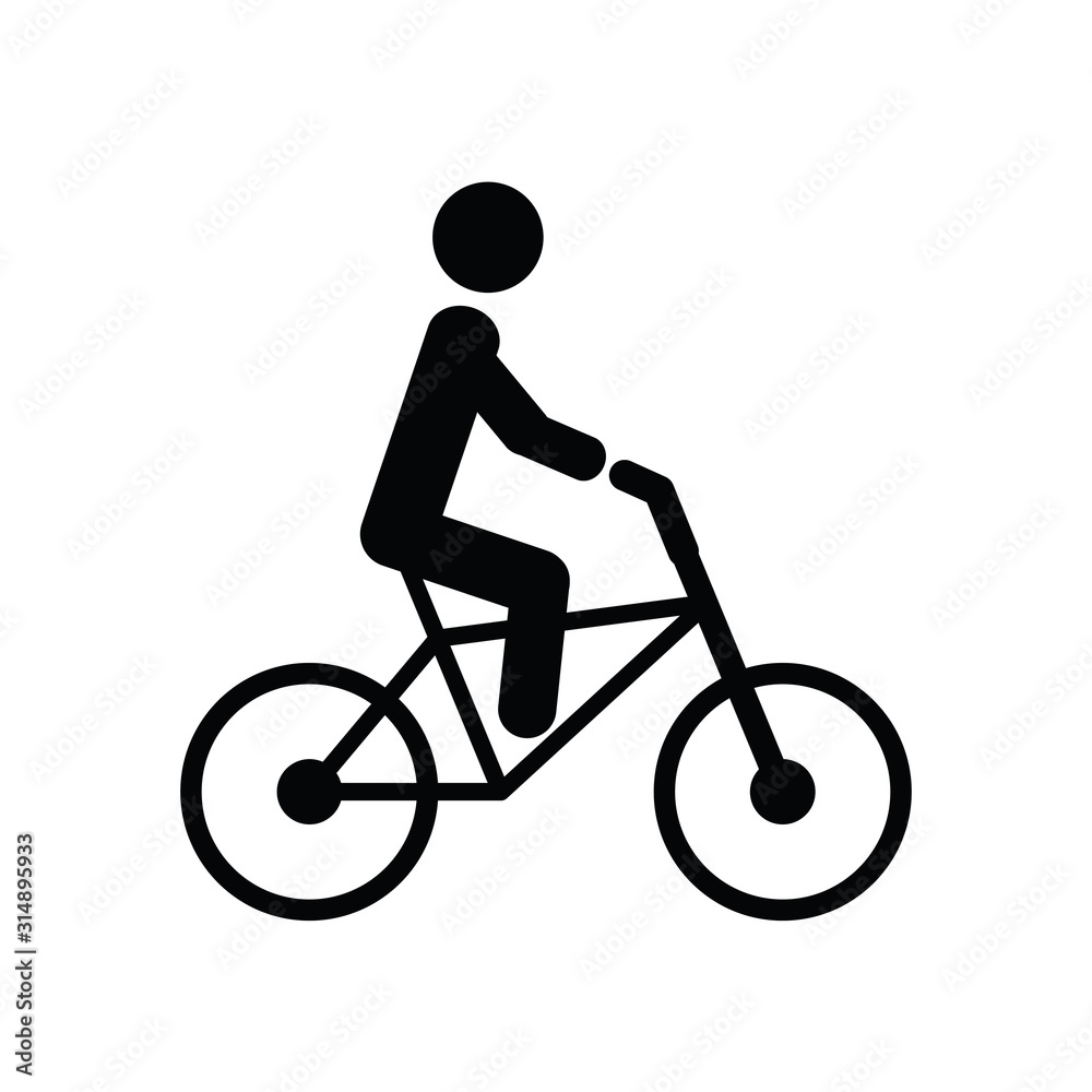 bicycle icon vector. Sport bike and rider icon. bicycle with man. illustration isolated on white background bicycle icon vector. Sport bike and rider icon. bicycle with man. illustration isolated on white background