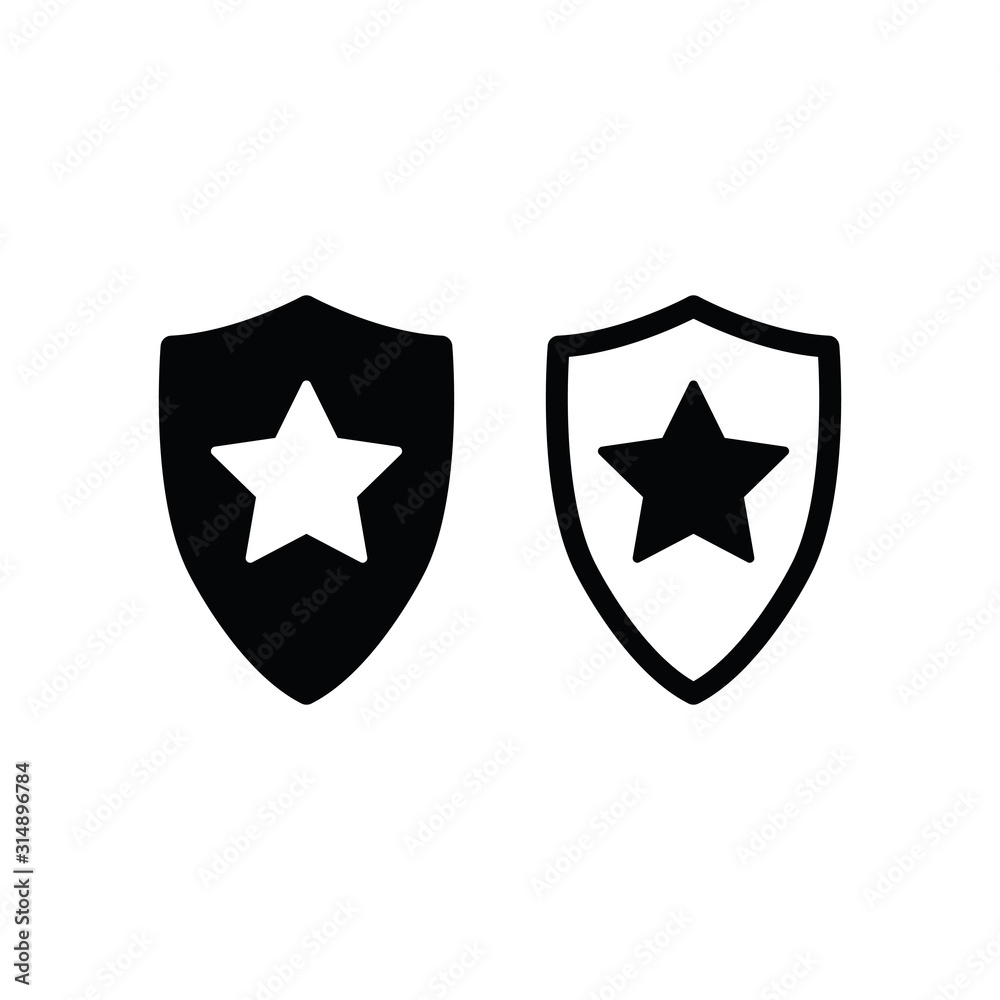 protect icon. secure line style. Shield with star icon sign vector protect icon. secure line style. Shield with star icon sign vector