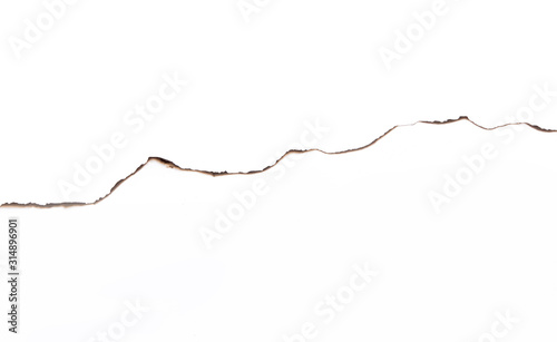 Paper burned old grunge on white background with clipping path.