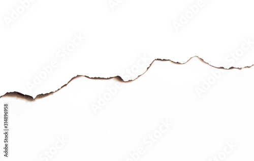 Paper burned old grunge on white background with clipping path.
