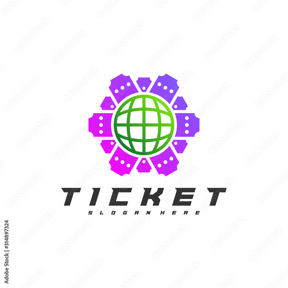World Ticket logo design concept vector, Template, Creative design, Icon symbol