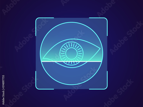 Eye iris recognition. Biometric scanning system for human eye, Iris eye ID technology