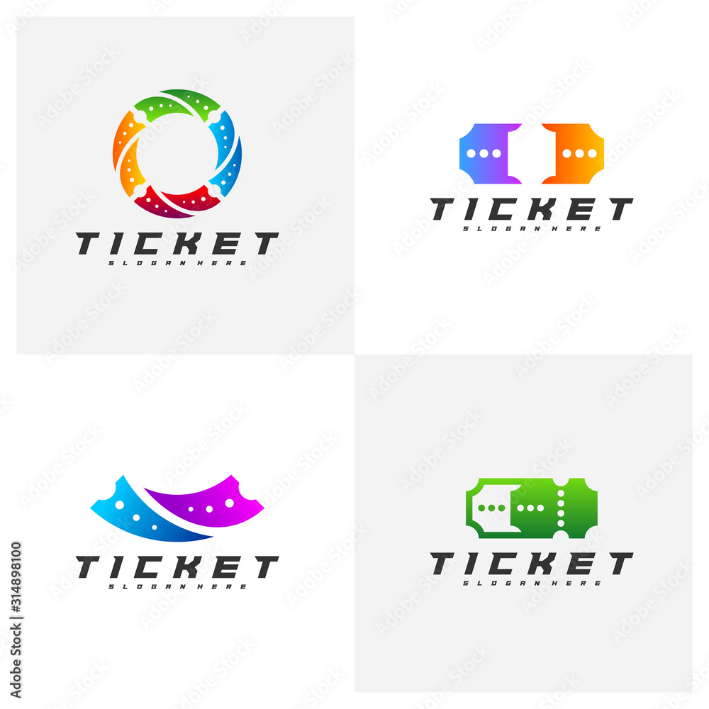 Set of Ticket logo design concept vector, Template, Creative design, Icon symbol Set of Ticket logo design concept vector, Template, Creative design, Icon symbol