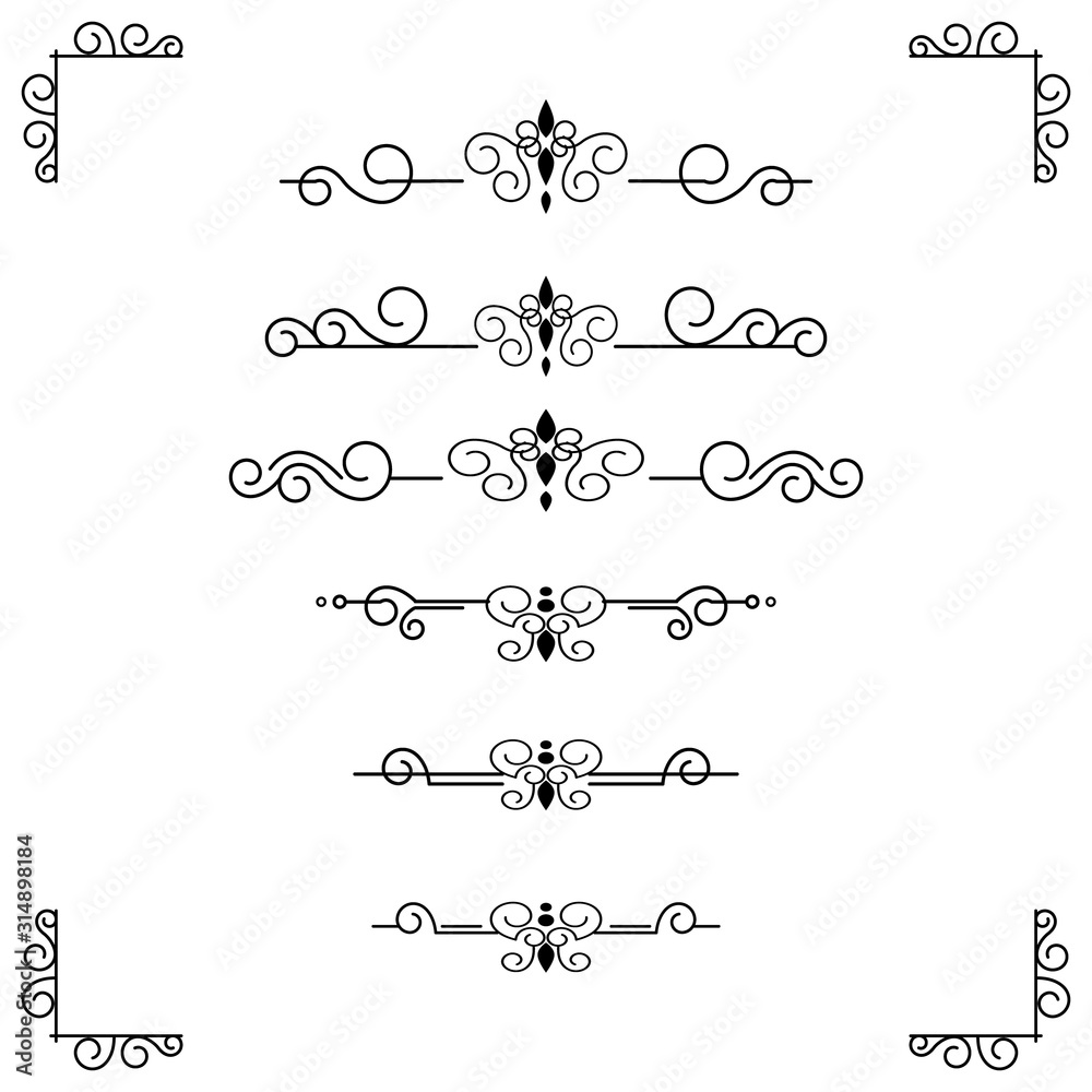 Obraz premium Classic ornament frame, vintage border set Premium Vector