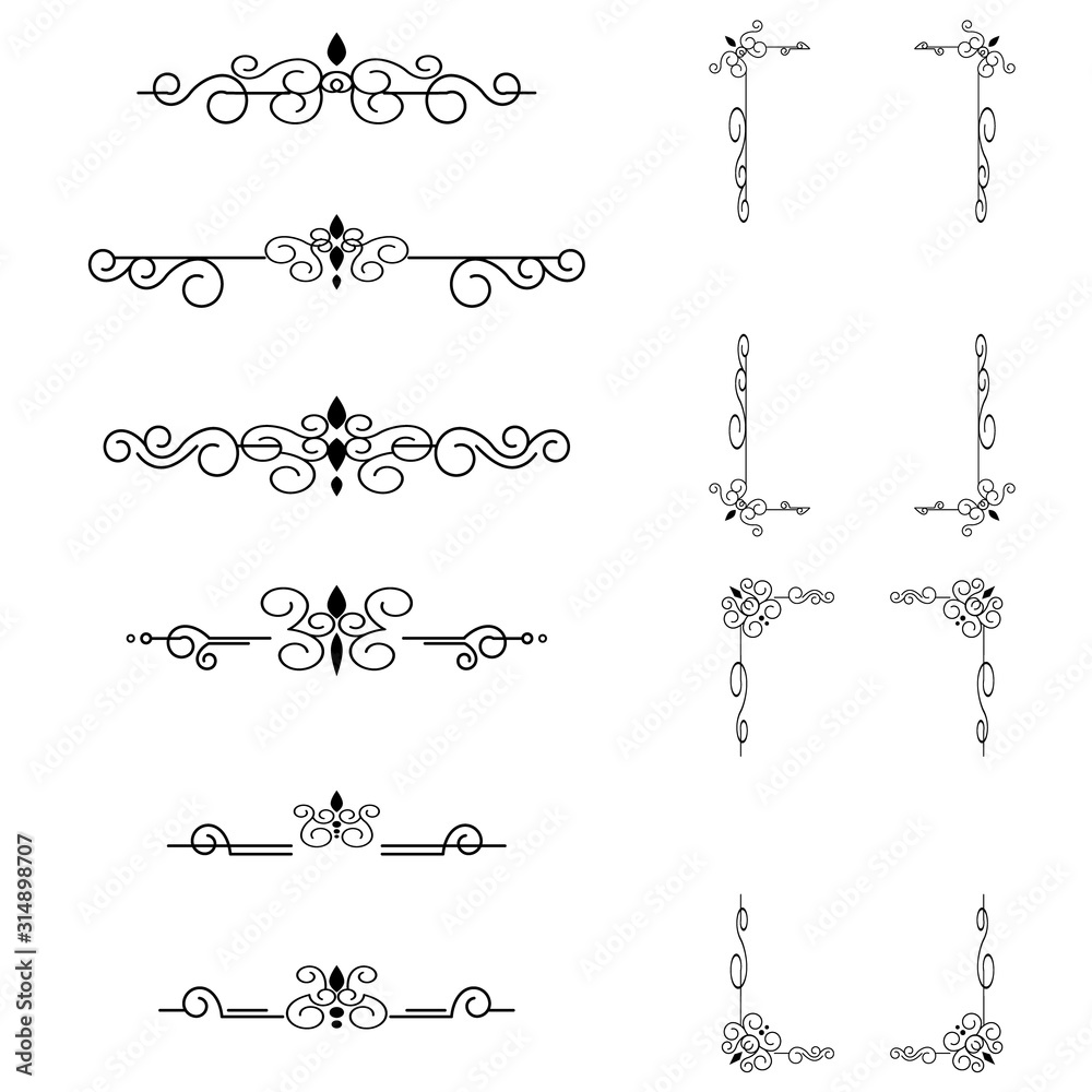 Obraz premium Classic ornament frame, vintage border set Premium Vector