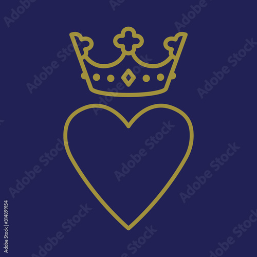  Heart and gold crown monarchy traditional victorian symbol love 