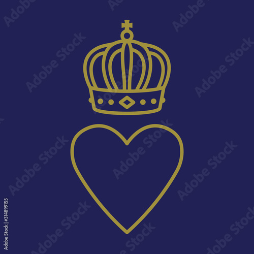  Heart and gold crown monarchy traditional victorian symbol love 