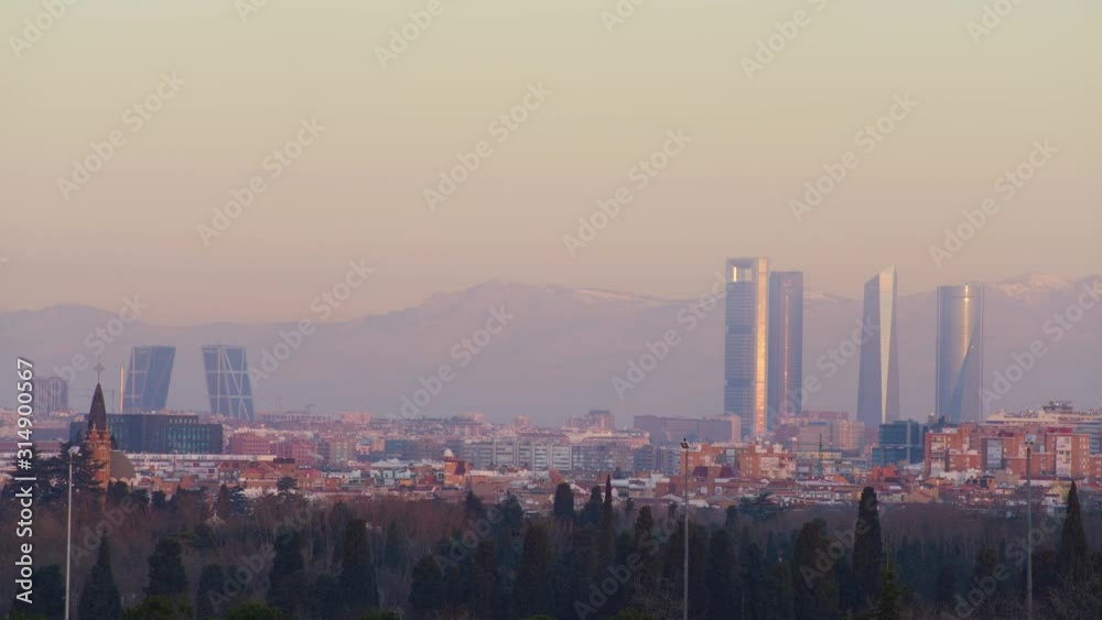 Madrid city sunrise
