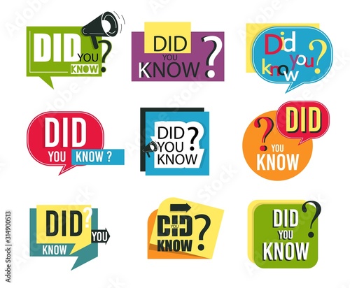 Did you know? Speech bubbles. Vector creative advertising illustration.
