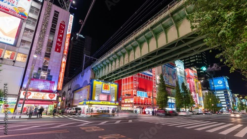 Akihabara, Japan- November 6, 2019: 4K time lapse video of Chiyoda district Akihabara Tokyo The historic electronics district has evolved into a shopping area for household goods