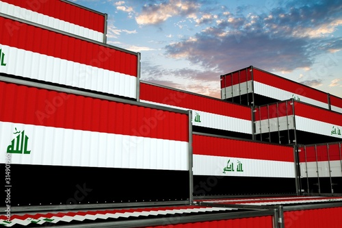3D illustration Container with flag of Iraq