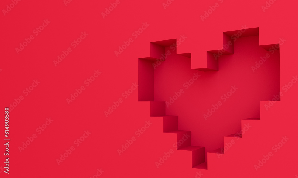 Obraz premium 3D render pixel heart background wallpaper