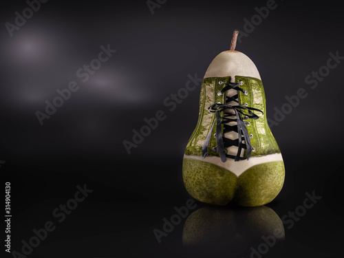 Pear with corsage / Dessous /  fresh fruits / vegan food / vegetarian