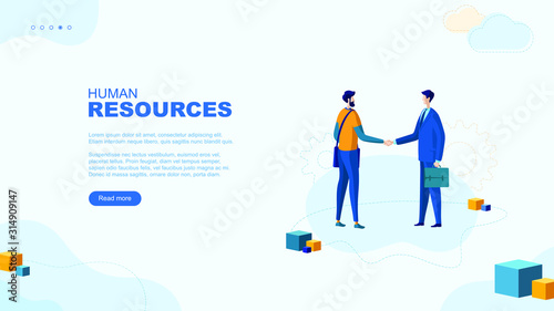 Trendy flat illustration. Human resources management page concept. Template for your design works. Vector graphics.