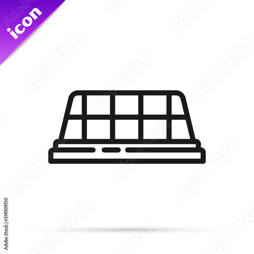 Black line Taxi car roof icon isolated on white background.  Vector Illustration