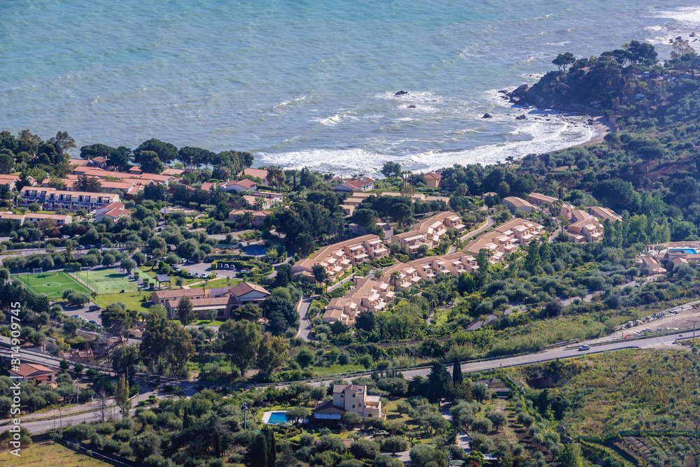 Aerial view on Mazzaforno village located on the Tyrrhenian Sea near Cefalu city on Sicily Island in Italy