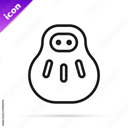 Black line Maneki neko cat icon isolated on white background. Japan lucky charm.  Vector Illustration
