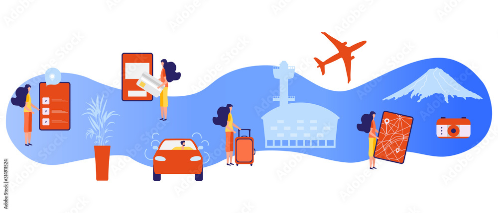 Vector People Travel rest vacation booking tour Vector People Travel rest vacation booking tour