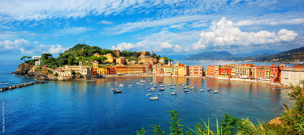 Sestri Levante, Italy, a popular resort town in Liguria