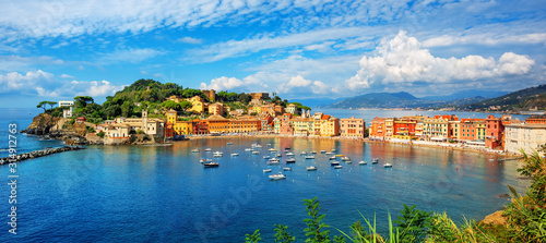 Canvas Print Sestri Levante, Italy, a popular resort town in Liguria