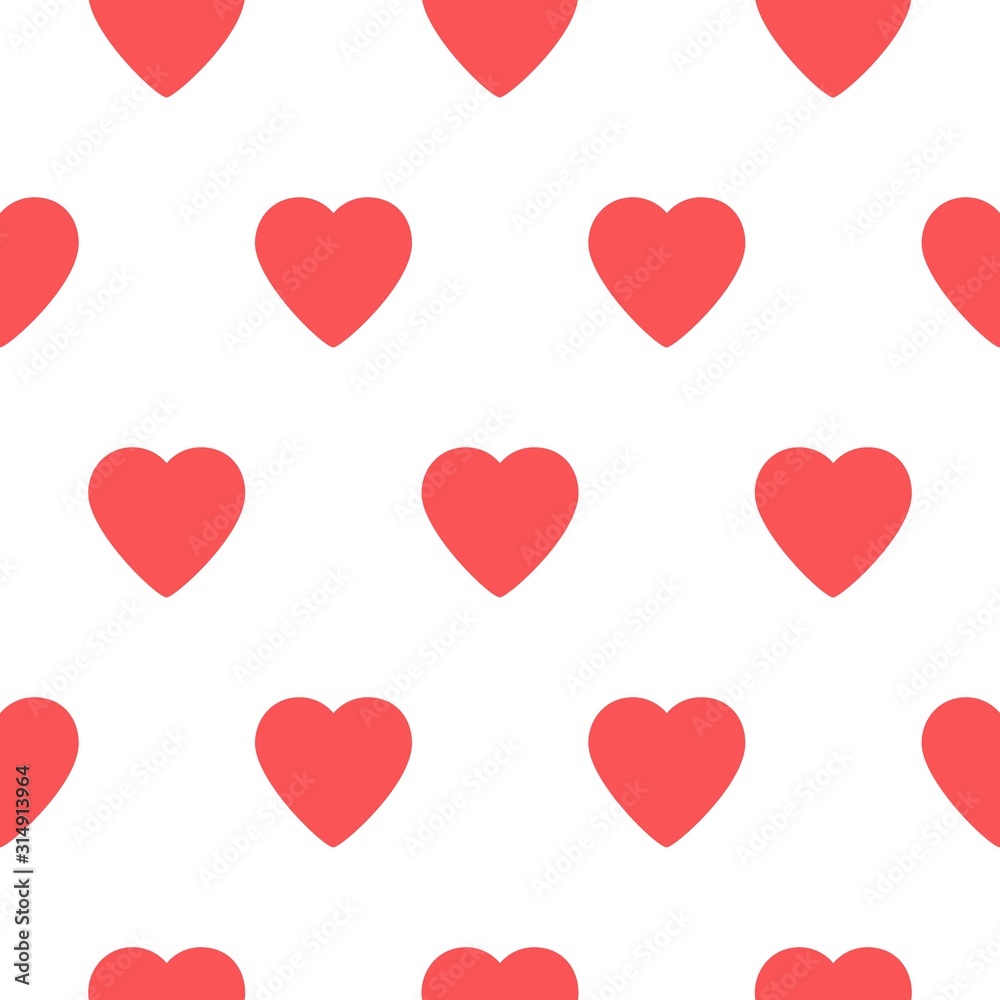 Red heart on white background useful how pattern seamless or texture