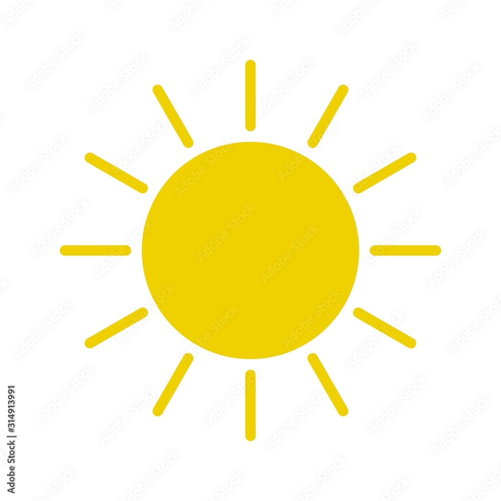 Yellow Sun burst icon isolated on background. Modern simple flat sunlight, sign.
