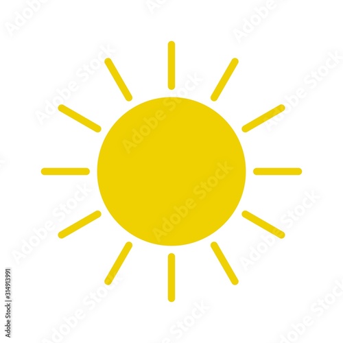 Yellow Sun burst icon isolated on background. Modern simple flat sunlight, sign.