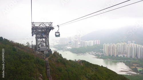 Ngong Ping 360 Hong Kong cable car at Lantau Island, a famous tourist spot.