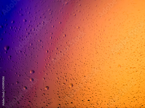 colorful water drops on glass background.water droplet.