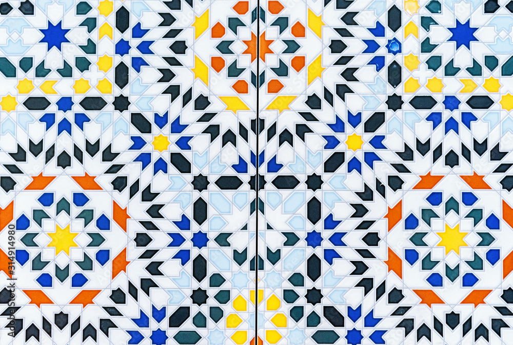 Ceramic tiles with bright patterns. Porcelain tile with a multi-colored pattern. Ceramic tiles with bright patterns. Porcelain tile with a multi-colored pattern.